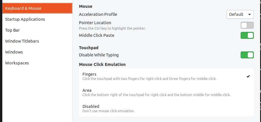 Touchpad tweaks